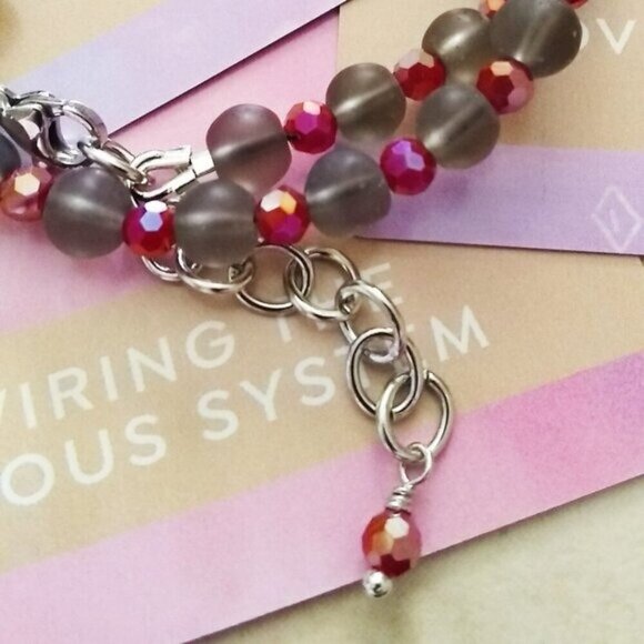 Vibrant Wrap Bracelet + Earring Set ~ Evil Eye ~ Frosted Gray & Sparkling Pink - Picture 6 of 10
